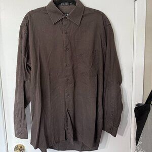 3/$20, Pierre Cardin Men Dark Brown Long Sleeves Shirt, 100% Cotton Size L